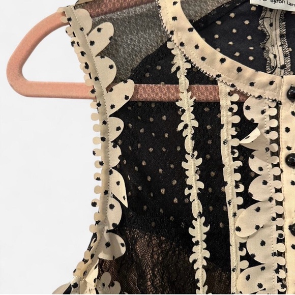 Byron Lars Lasercut Black and Cream Lace Sheath Midi Dress Kentucky Derby - Picture 6 of 13